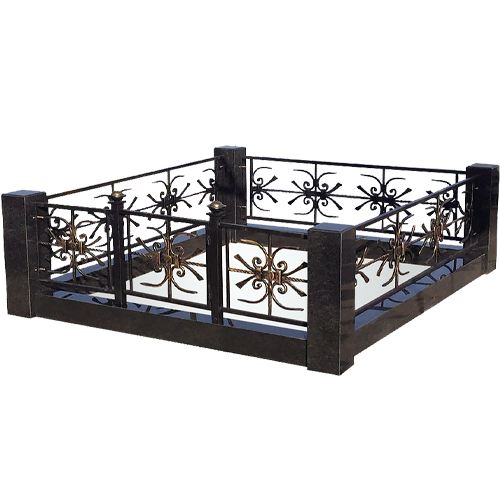 Надгробное сооружение Комплекс из гранита с коваными элементами Снежинка