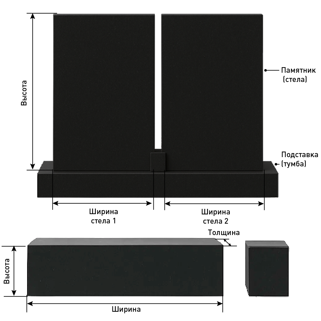 Подставка (тумба) под двойной памятник П-3